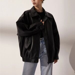 Black Vegan Leather Jacket for Women